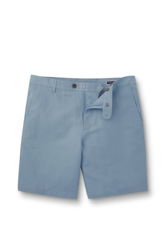 Shop Charles Tyrwhitt Cotton Linen Shorts In Mid Blue