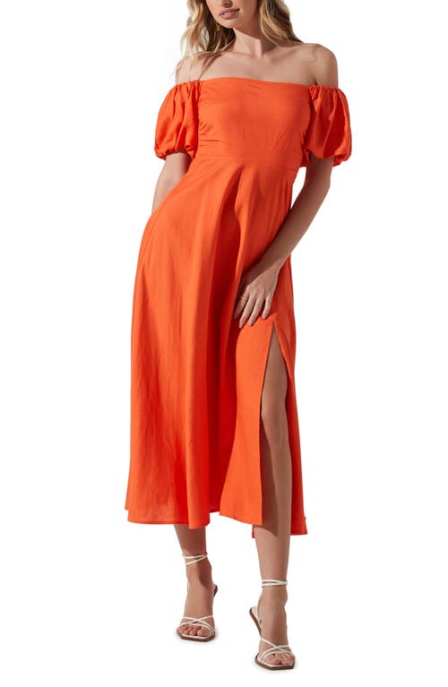 ASTR the Label Off the Shoulder A-Line Dress in Orange