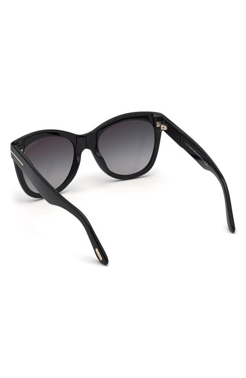 Shop Tom Ford Wallace 54mm Gradient Cat Eye Sunglasses In Shiny Black/gradient Smoke