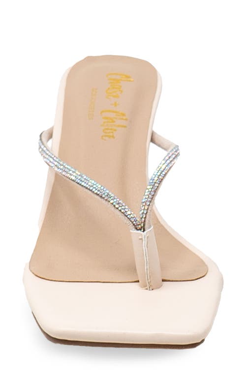 Chase & Chloe Chase And Chloe Rhinestone Kitten Heel Sandal In Beige