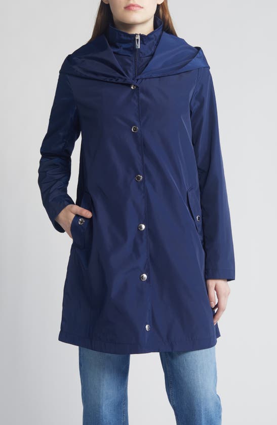 Shop Via Spiga Water Resistant Packable Rain Jacket In Navy