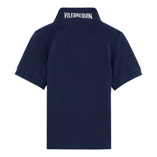 Shop Vilebrequin Kids' Solid Cotton Polo In Bleu Marine