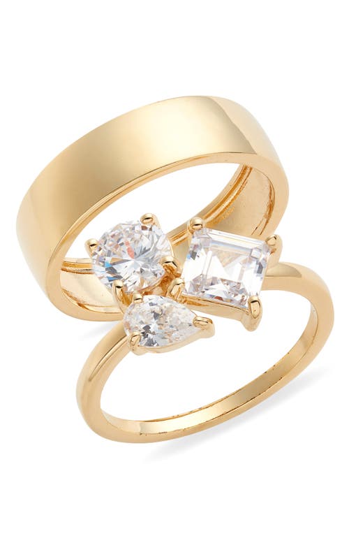 Nordstrom Set of 2 Cubic Zirconia Stackable Rings Clear- Gold at Nordstrom,