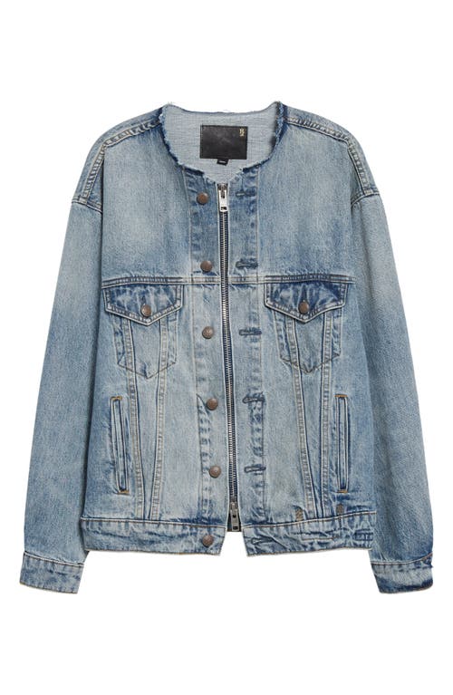 Shop R13 Collarless Zip Front Denim Trucker Jacket In Caxton Blue