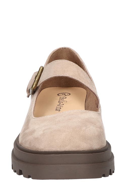 Bella Vita Quincy Mary Jane Flat In Almond Kidsuede Leather