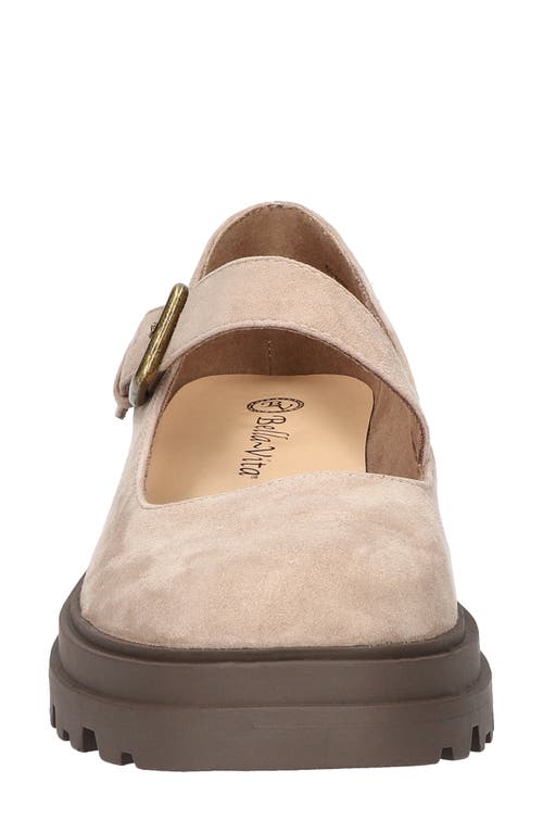 Shop Bella Vita Quincy Mary Jane Flat In Almond Kidsuede Leather