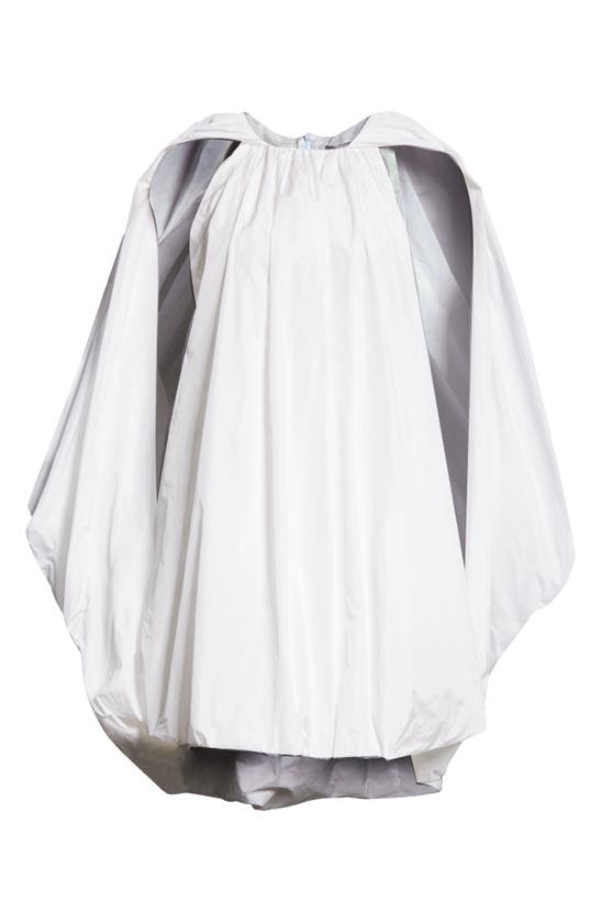 Shop Stella Mccartney Cape Sleeve Bubble Hem Satin Dress In 9001 - White