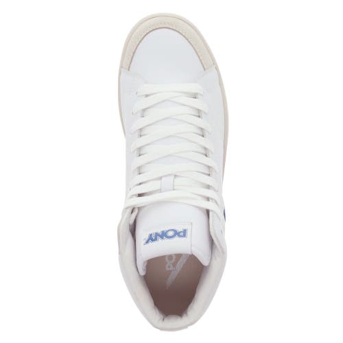 Pony Mens M-pro High Genuine Leather And Suede Premium Lace Up Athletic Sneaker Shoe In White/blue/off White
