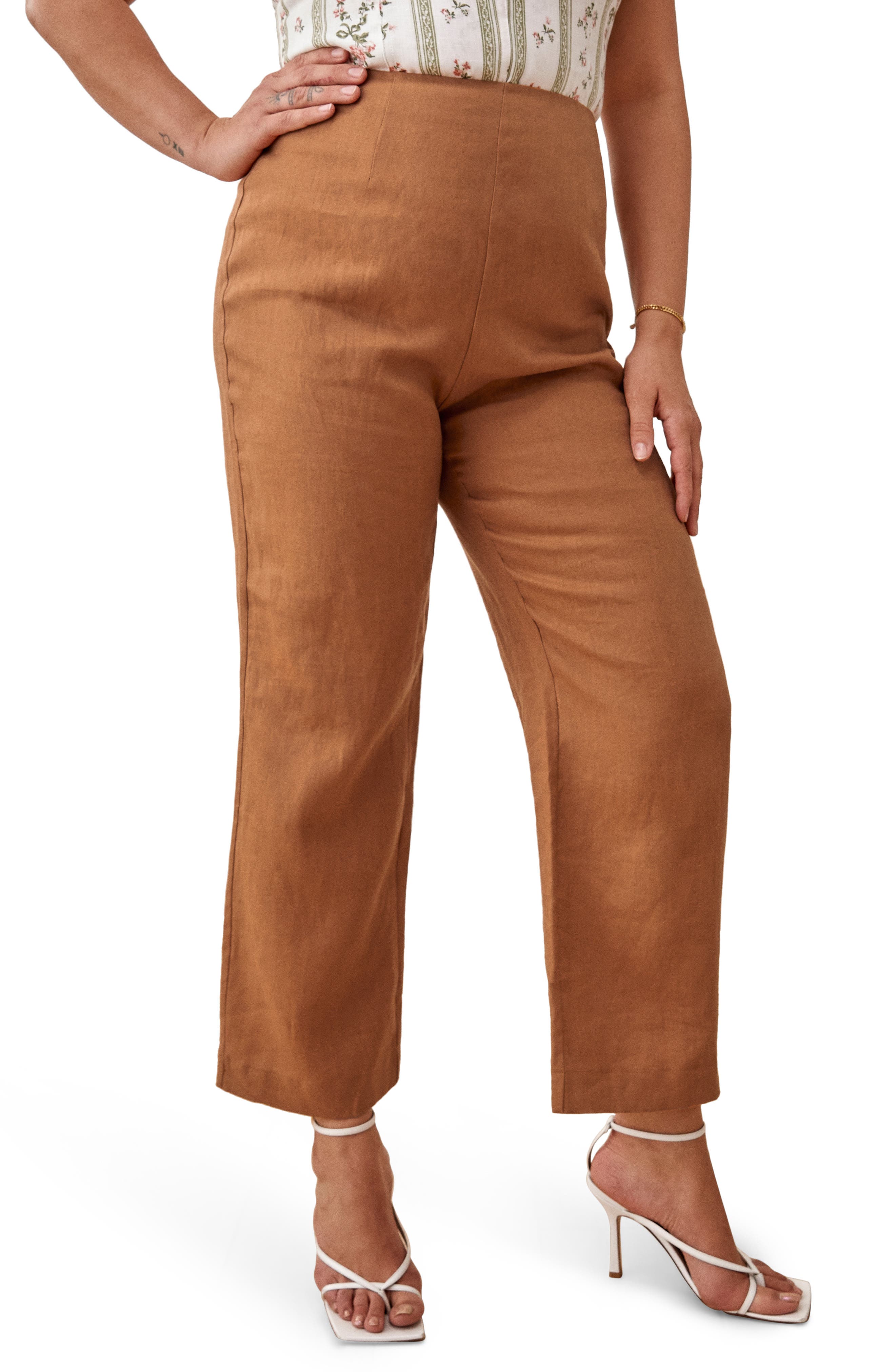 REFORMATION JUSTIN STRAIGHT LEG LINEN PANTS