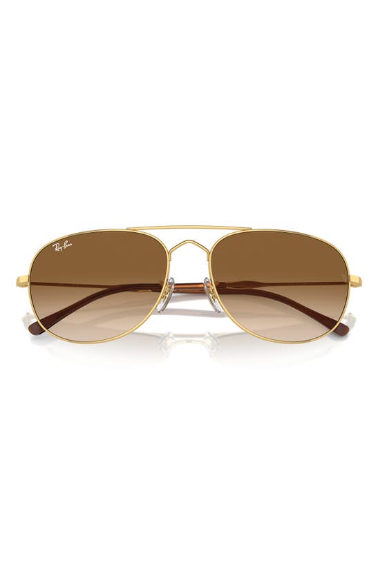 Shop Ray Ban Bain Bridge 60mm Gradient Pillow Aviator Sunglasses In Gold Flash