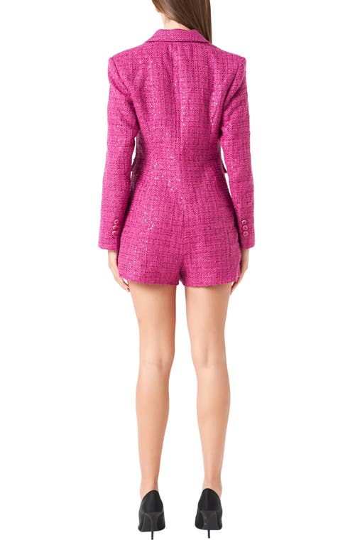 Shop Endless Rose Premium Sequin Tweed Long Sleeve Blazer Minidress In Orchid