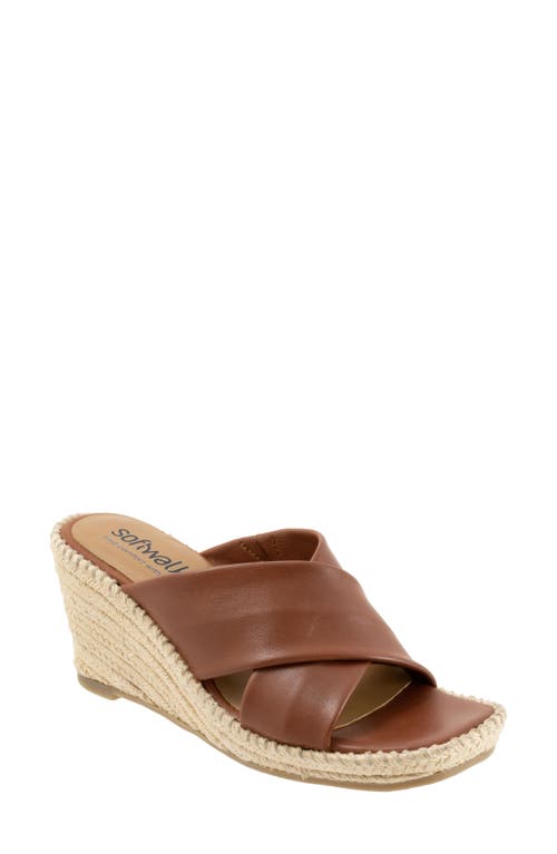 SoftWalk Hastings Espadrille Platform Wedge Slide Sandal Cognac at Nordstrom,