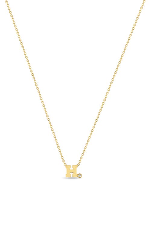 Zoë Chicco Diamond Initial Pendant Necklace in Yellow Gold-H at Nordstrom, Size 16