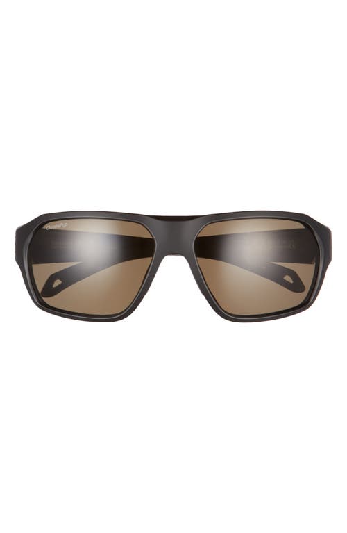 Smith Deckboss 63mm Chromapop™ Polarized Oversize Rectangle Sunglasses In Matte Black/gray Green