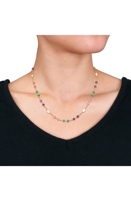Delmar Amethyst & Green Onyx Necklace In Gold Multi