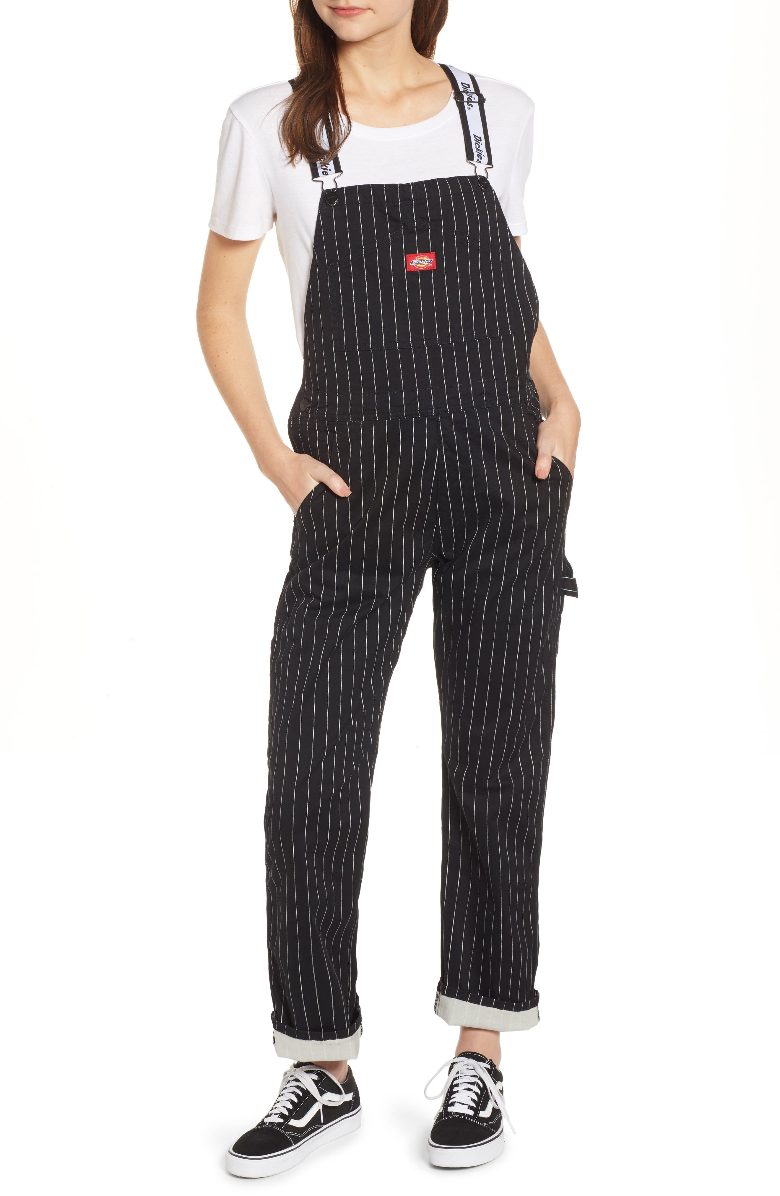 dickies girl pinstripe overalls