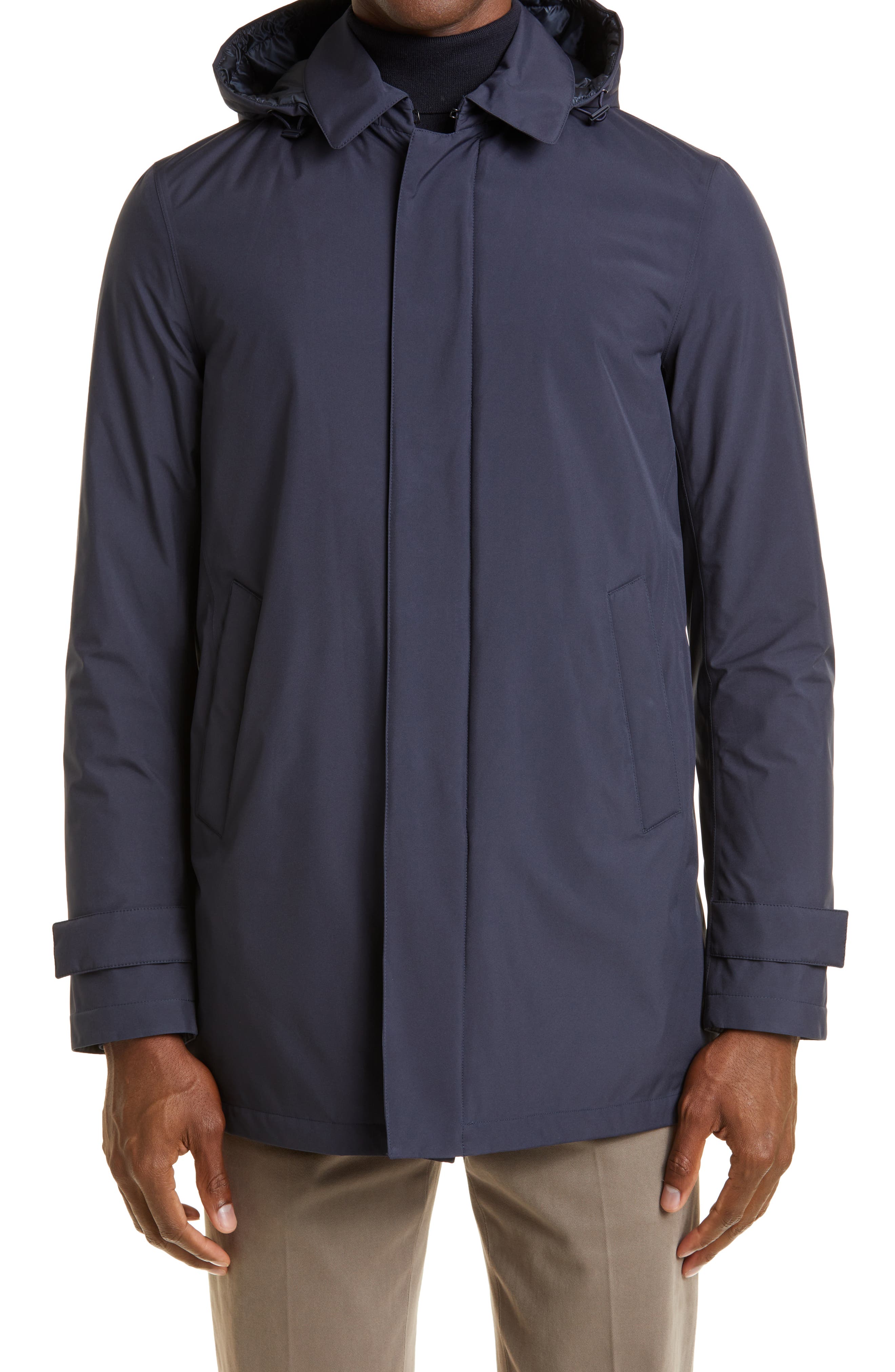 Mens Clothing Coats Short coats Herno Byron Raincoat With Alcantara in Blue for Men 