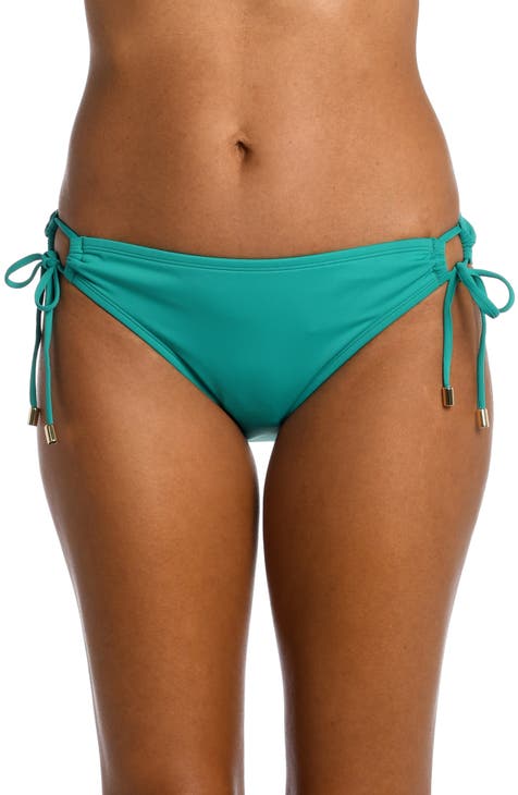 Lucky Brand Women's Side Shirred Hipster Bikini Swimsuit Bottom Swimwear,  Pink//Sunny san Diego, M