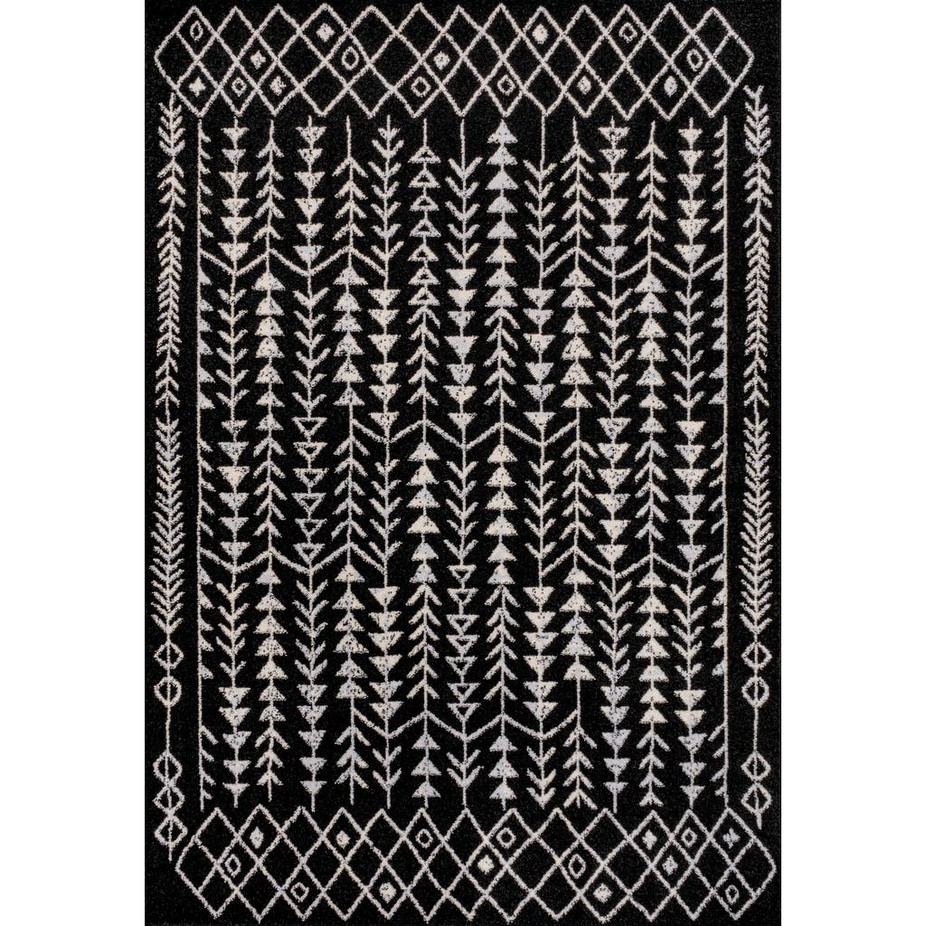 Jonathan Y Ziri Moroccan Geometric Area Rug In Black/cream