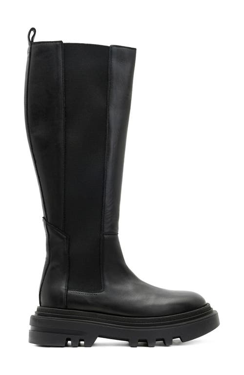 Shop Allsaints Monica Knee High Lug Sole Boot In Black