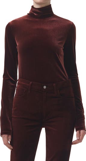 Turtleneck top velvet top