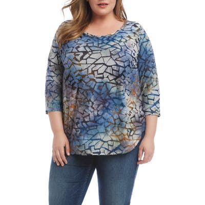 Plus Size Karen Kane Burnout Tee, Blue