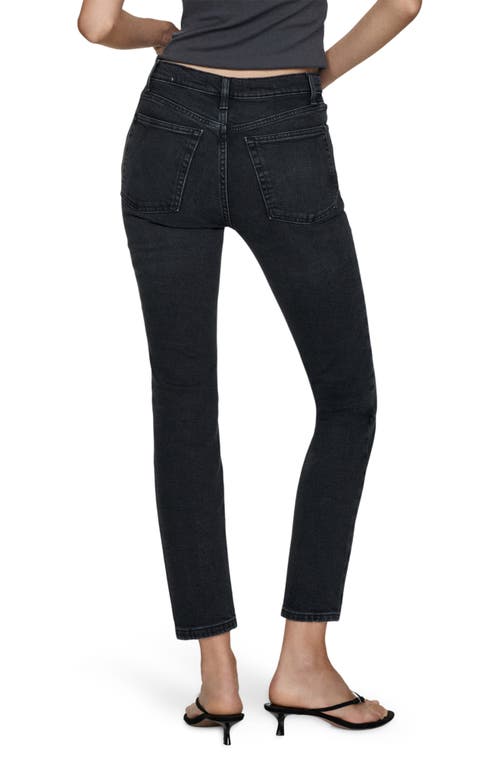 Shop Mango Claudia Waxed Crop Slim Fit Jeans In Black Denim