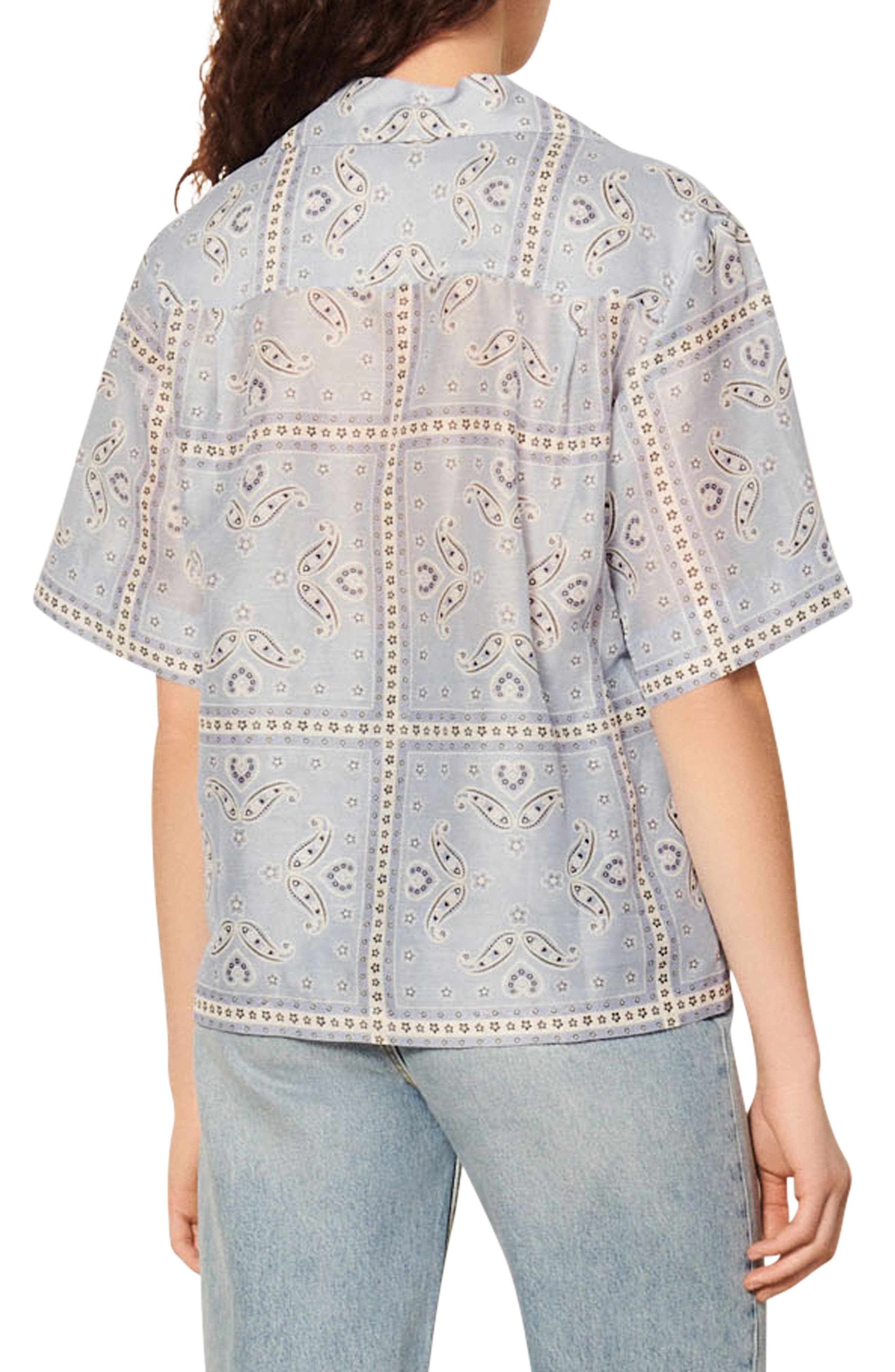 sandro Livia Scarf Print Linen Blend 