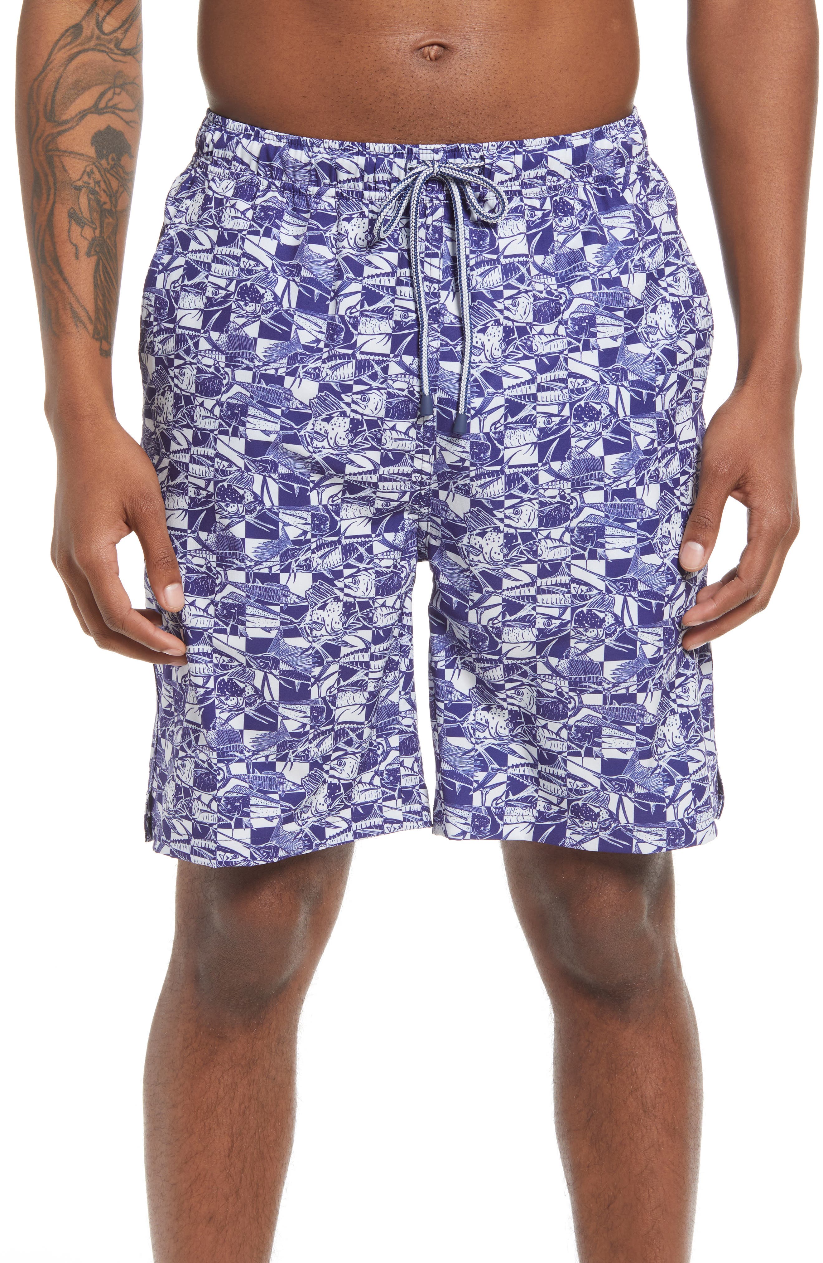 Mens Beach Swim Trunks Vintage Poppy Flowers Boxer Swimsuit Underwear Board Shorts with Pocket