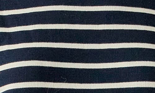 Shop English Factory Mix Media Stripe Pleated Minidress In Navy/white