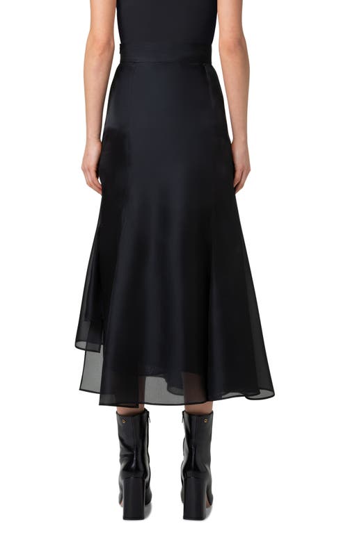 Shop Akris Asymmetric Semisheer Silk Midi Skirt In Black