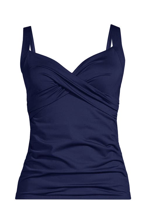 Shop Lands' End Plus Size V-neck Wrap Underwire Tankini Swimsuit Top In Deep Sea Navy