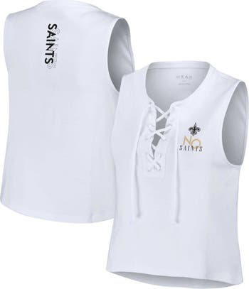 WEAR by Erin Andrews Women's WEAR by Erin Andrews White New Orleans Saints  Lace-Up Tank Top
