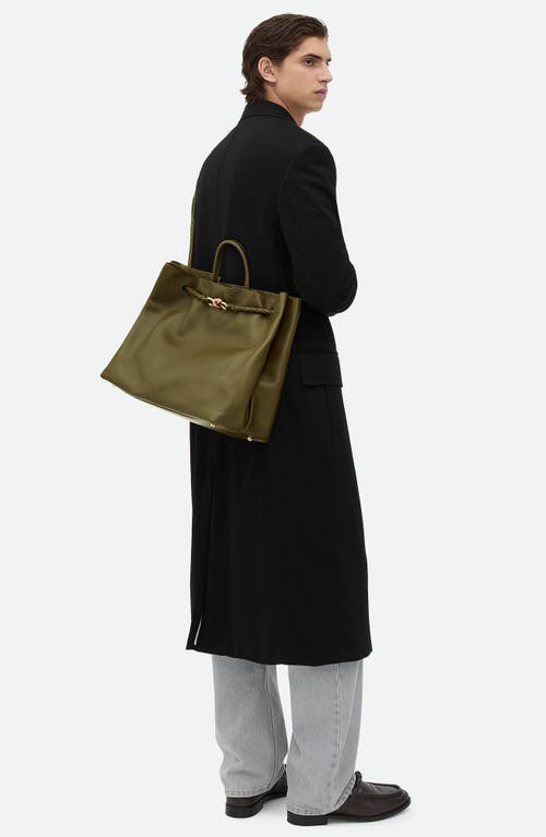 Bottega Veneta Andiamo Large Leather Tote Bag In 3356 Olive Oil-m Brass
