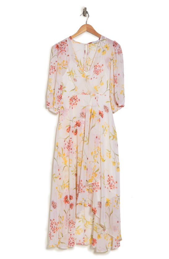 sachin and babi light blue dress Calvin klein floral print high low chiffon maxi dress + FREE SHIPPING main image 1