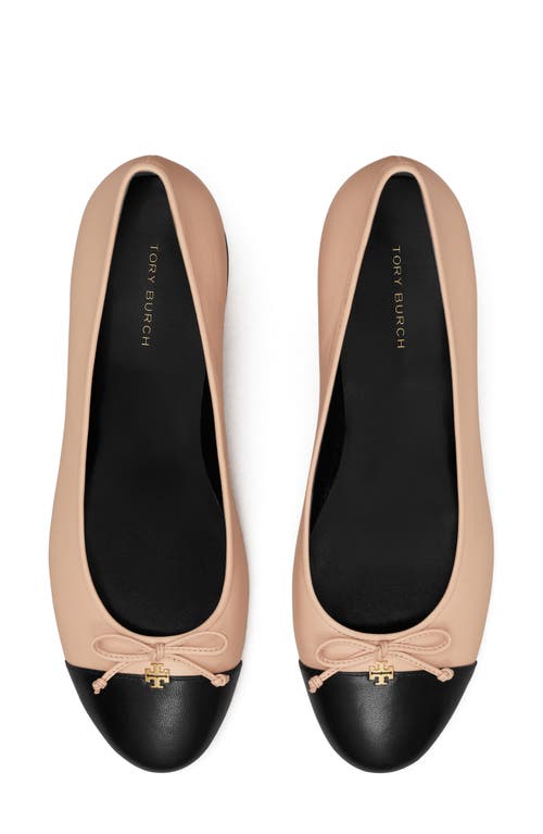 Tory Burch Bow Logo Cap Toe Pump In Rose Pink/perfect Black