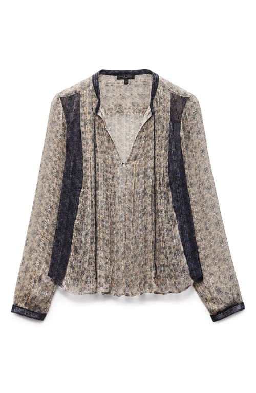 Rag & Bone Amaris Print Metallic Top In Beige Multi
