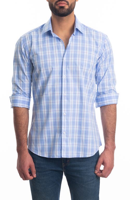 Jared Lang Trim Fit Plaid Button-Up Shirt in Blue Check