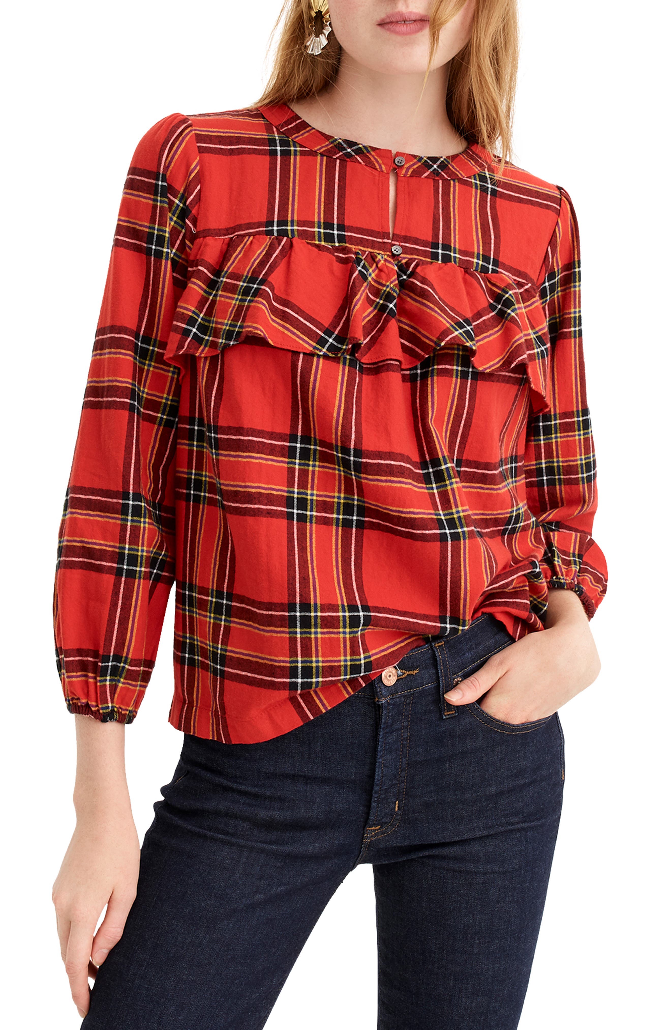 plaid ruffle top