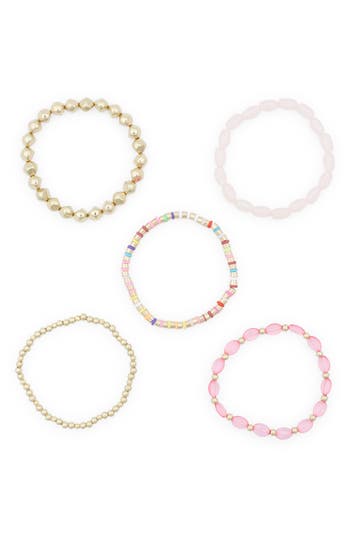 Leith Five-piece Mixed Beaded Bracelet Set In Multi