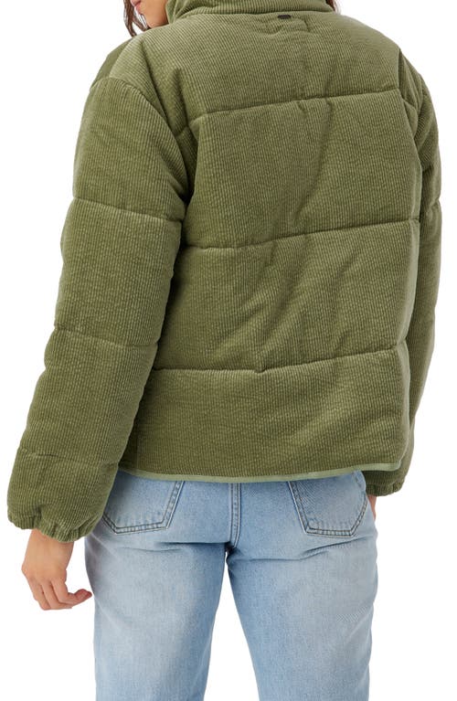 Shop O'neill Novah Quilted Corduroy Jacket In Oil Green