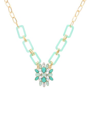 Olivia Welles Geometric Link Necklace In Blue
