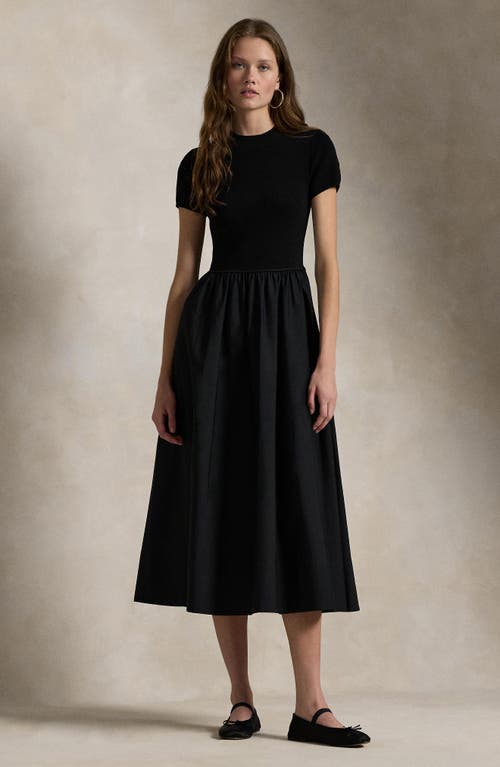 Shop Polo Ralph Lauren Mixed Media Maxi Fit & Flare Dress In Polo Black