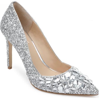 Jewel Badgley Mischka Ulyana Crystal Glitter Pump, Metallic