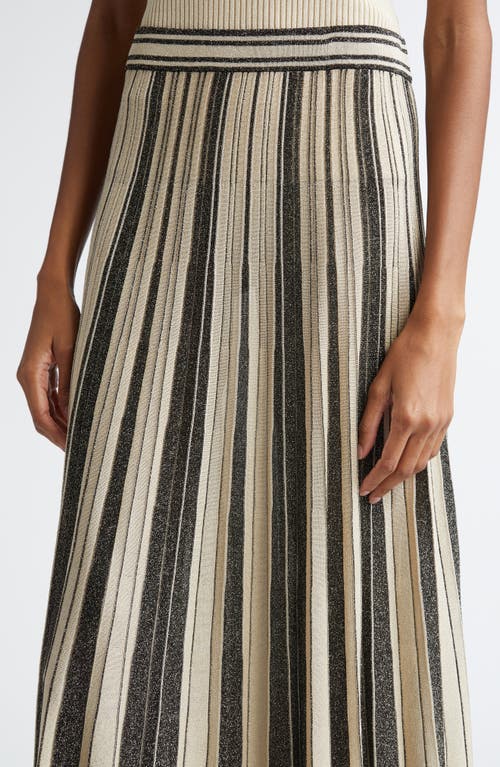 Shop Zimmermann Metallic Pleated Midi Sweater Skirt In Black/gold