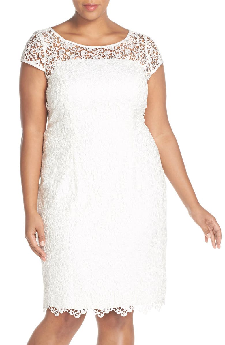 Adrianna Papell Cap Sleeve Lace Dress (Plus Size) | Nordstrom