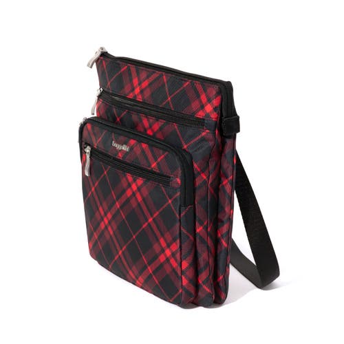 Shop Baggallini Out And About Crossbody Bag In Crimson Tartan