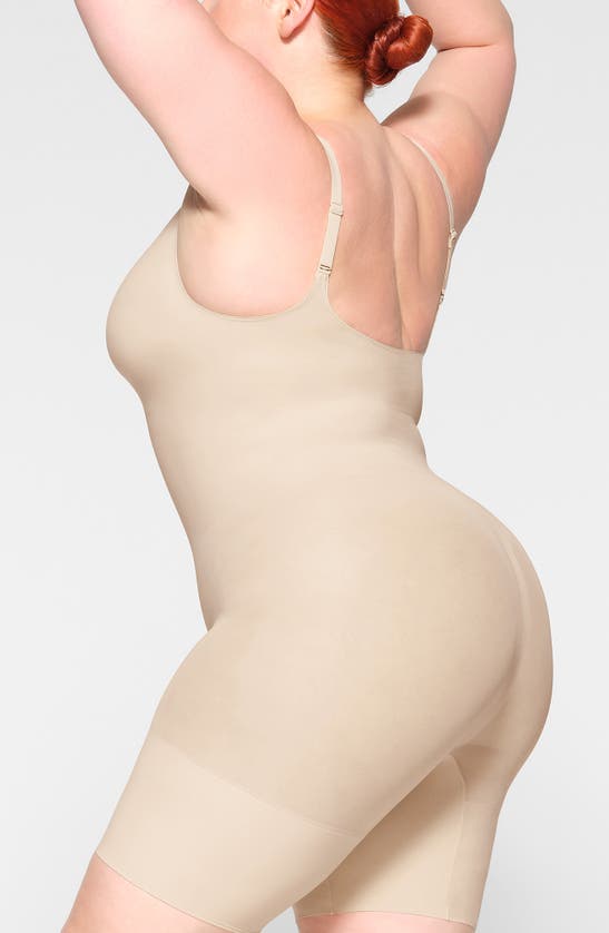 Shop Skims Everyday Sculpt Mid Thigh Bodysuit In Sand