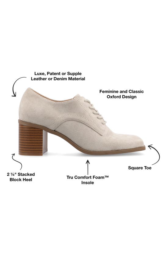 Shop Journee Collection Sylvan Block Heel Derby Pump In Stone