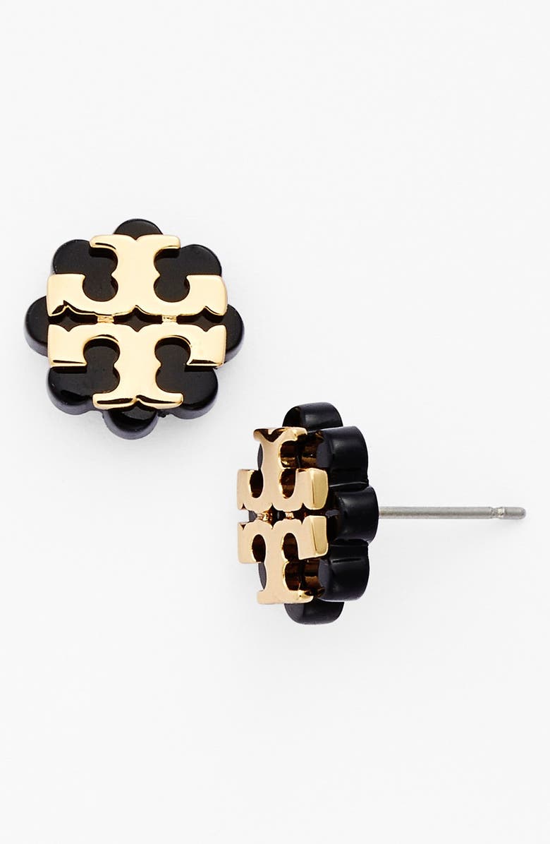 Tory burch logo flower resin stud earring Clearance